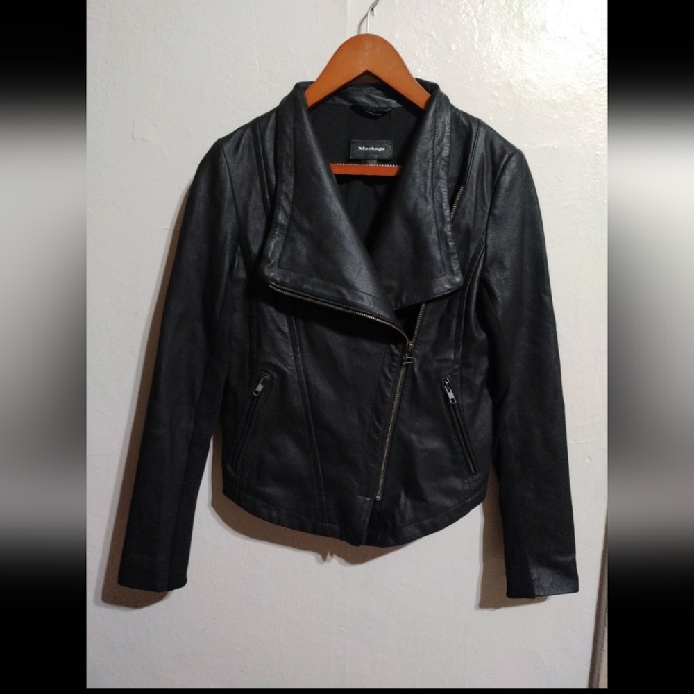 Mackage Women's Black Moto Genuine Lamb Leather Jacket Sz Small